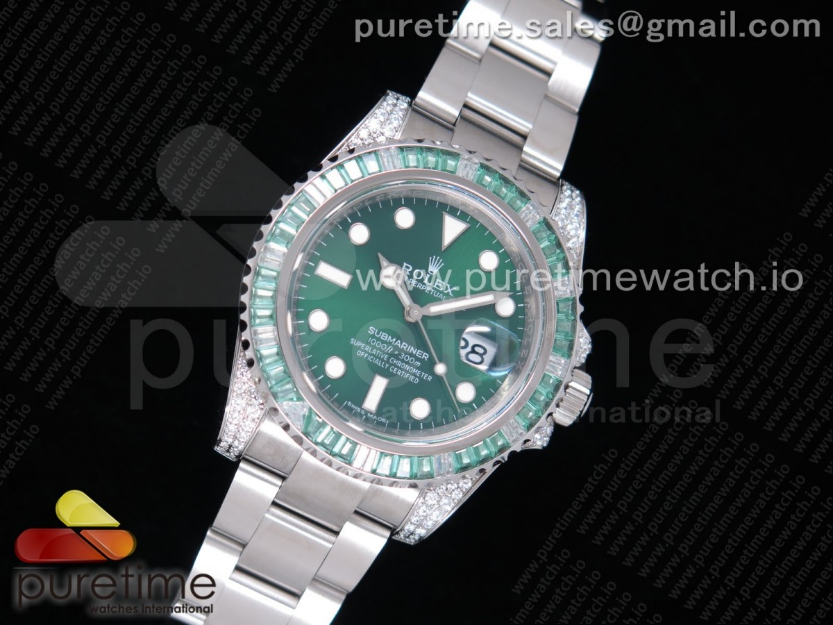 눕공장 V9 롤렉스 서브마리너 그린 다이어몬드베젤 904L 브슬 / Submariner 116610 LV Green Diamonds Bezel Noob 11 Best Edition 904L SS Case and Bracelet SA3135 V9