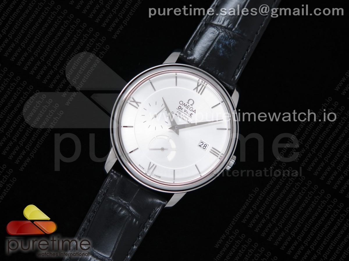 ZF공장 오메가 드빌 프레스티지 파워리저 화이트다이얼 가죽스트랩 / De Ville Prestige Real PR SS ZF 11 Best Edition White Dial on Black Leather Strap MIYOTA 9015