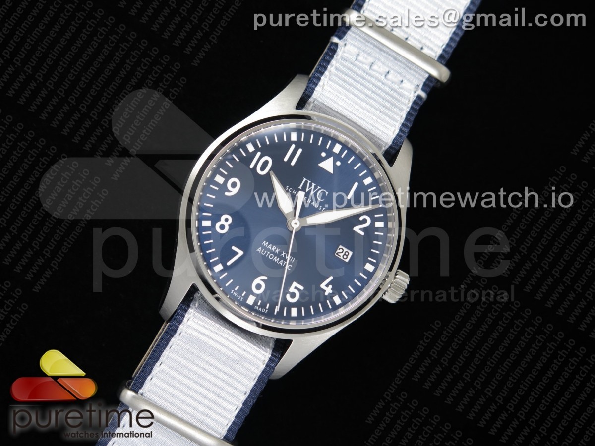 M+F공장 IWC 마크18 블루다이얼 화이트블루나일론스트랩 / Mark XVIII IW327010 SS M+F 11 Best Edition Blue Dial on White Nylon Strap A35111 (Free Leather)