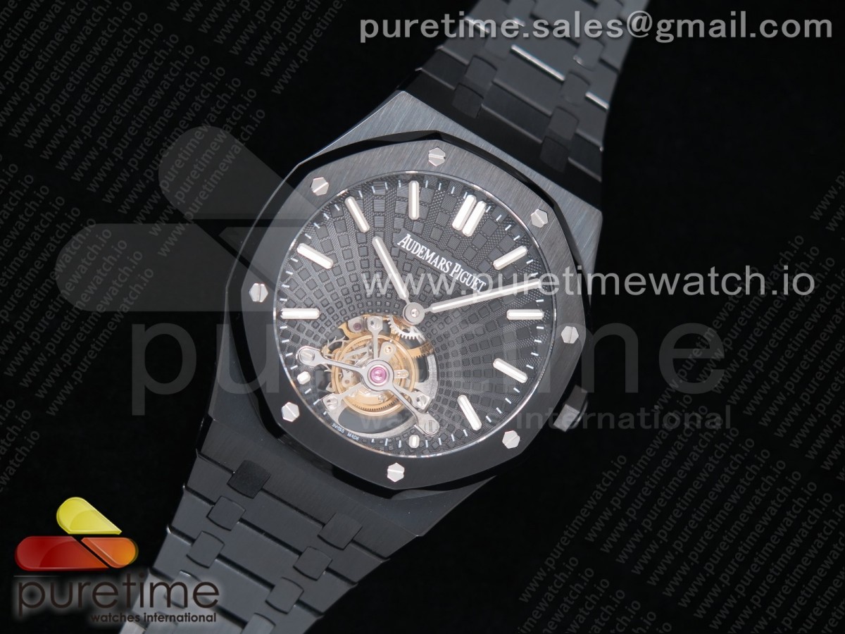 R8공장 오데마피게 로얄오크 PVD 투어빌론 블랙다이얼 브슬 / Royal Oak PVD Tourbillon R8F Best Edition Black Sunburst Tapisserie Dial on PVD Bracelet