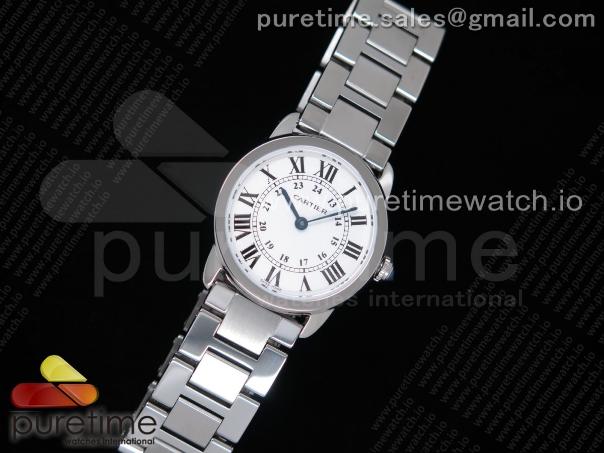 GP공장 까르띠에 롱드솔로 29MM 스틸 화이트다이얼 브레이슬릿 / Ronde Solo De Cartier 29mm SS GPF Maker White Dial on SS Bracelet Ronda Quartz