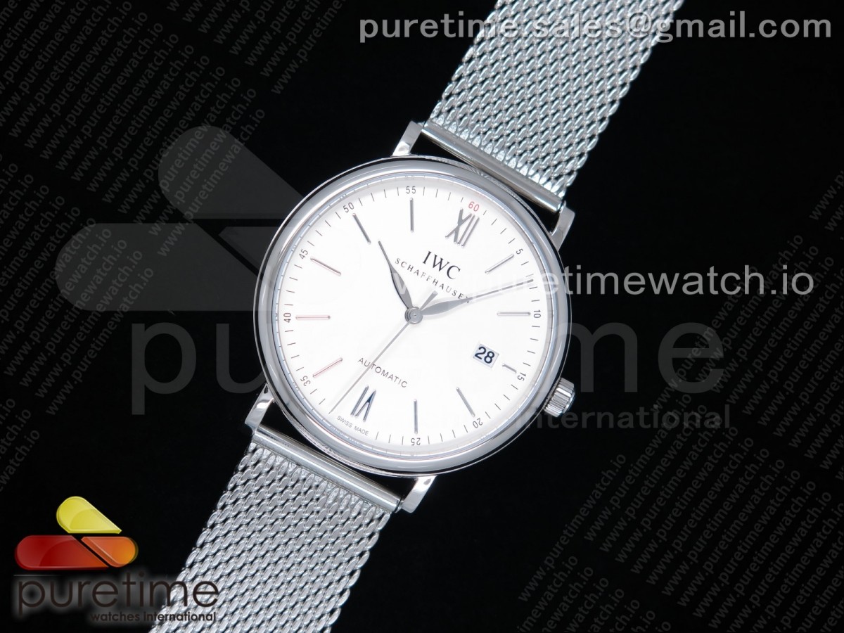 FK공장 IWC 포르토피노 스틸 화이트다이얼 메쉬스트랩 / Portofino Automatic SS FKF 11 Best Edition White Dial on SS Mesh Bracelet A2892