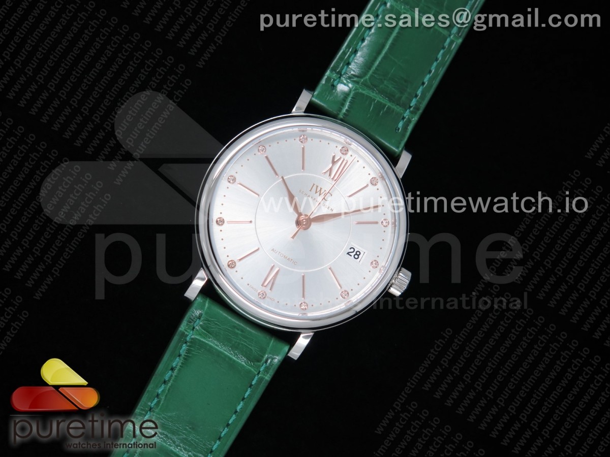 MF공장 IWC 포르토피노 37MM 실버다이얼 그린악어스트랩 / Portofino Automatic 37 SS M+F 11 Best Edition Silver Dial on Green Crocodile Strap A35111