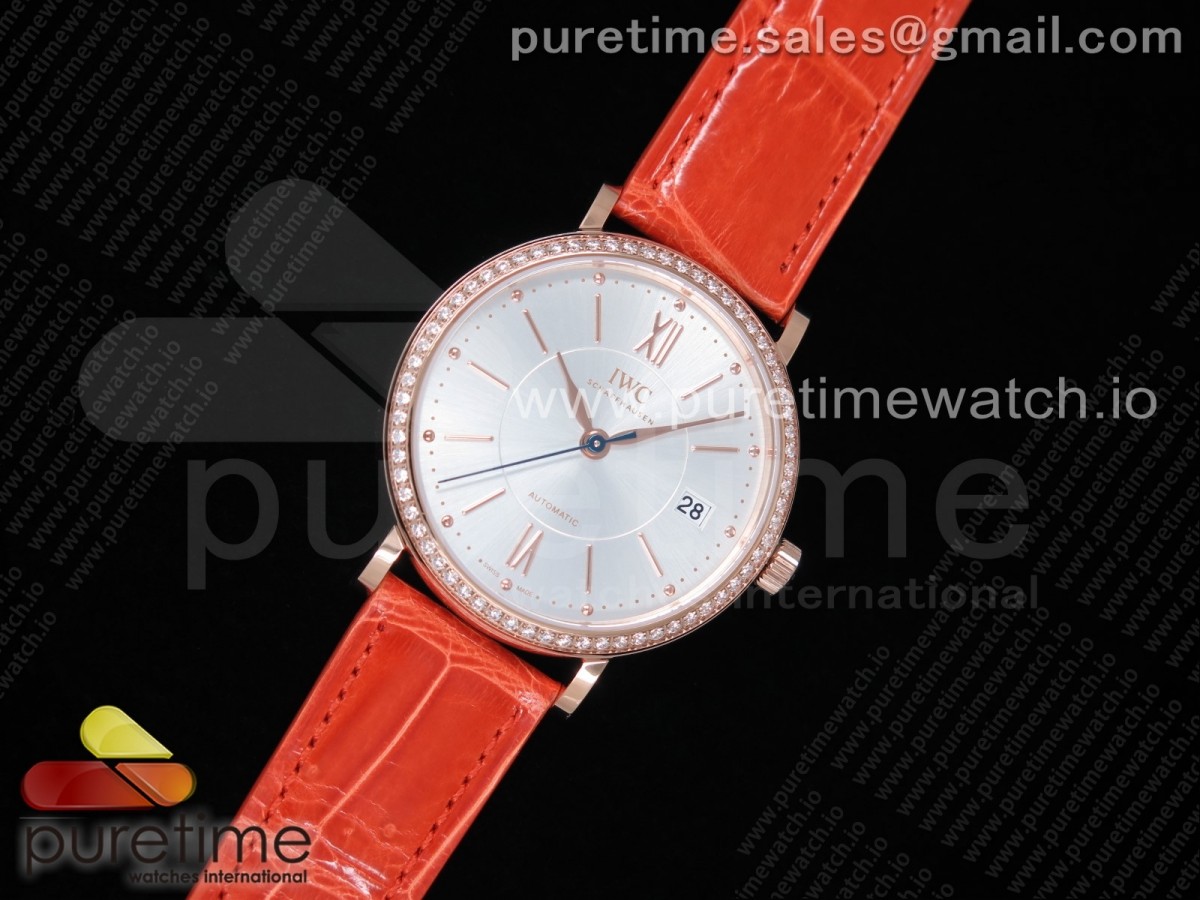 MF공장 IWC 포르토피노 37MM 실버다이얼 로즈골드 오렌지악어스트랩 / Portofino Automatic 37 RG M+F 11 Best Edition Silver Dial on Orange Crocodile Strap A35111