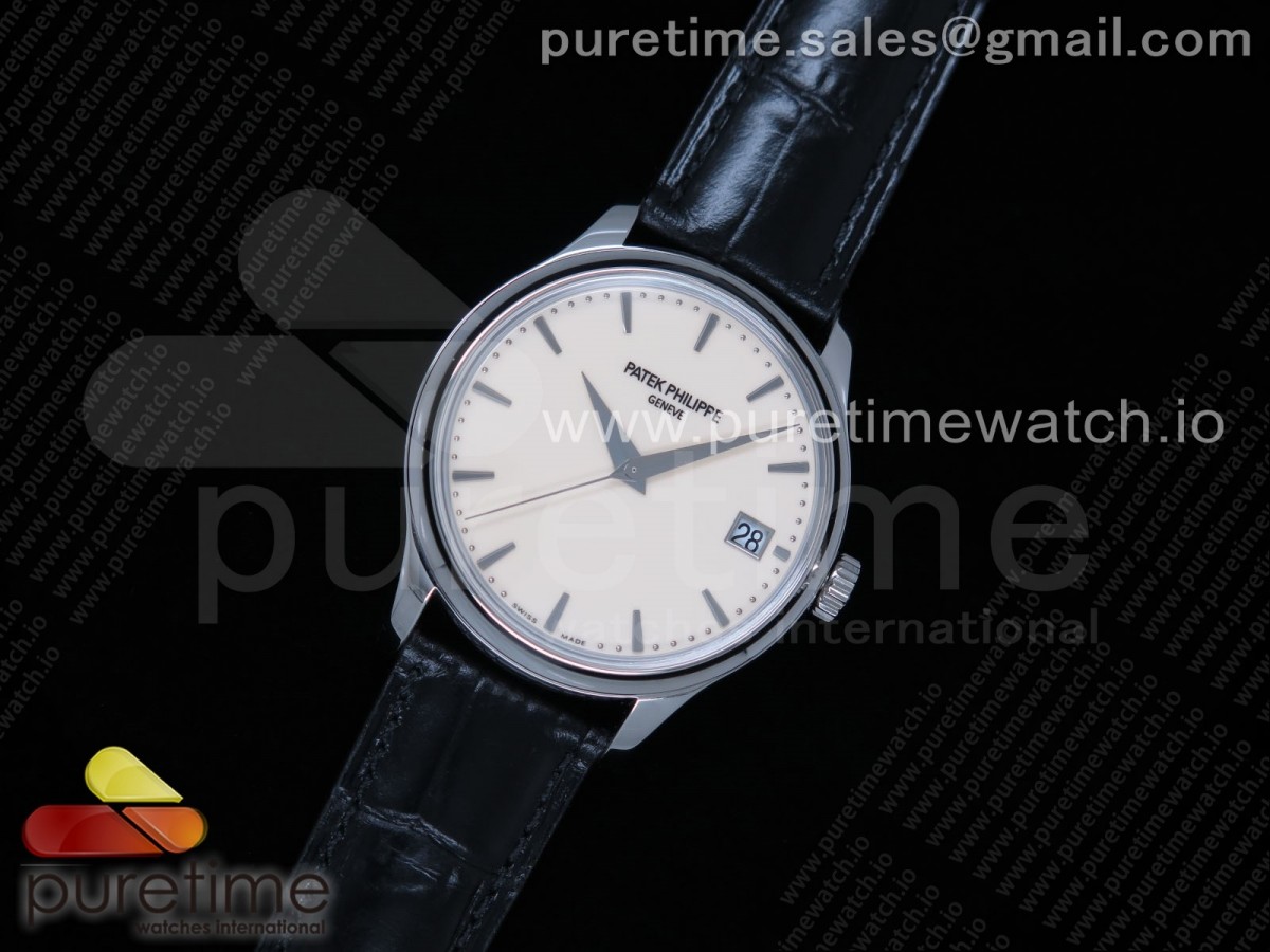 ZF공장 파텍필립 칼라트라바 아이보리다이얼 블랙가죽 / Calatrava 5227 SS ZF 11 Best Edition White Dial on Black Leather Strap 324CS