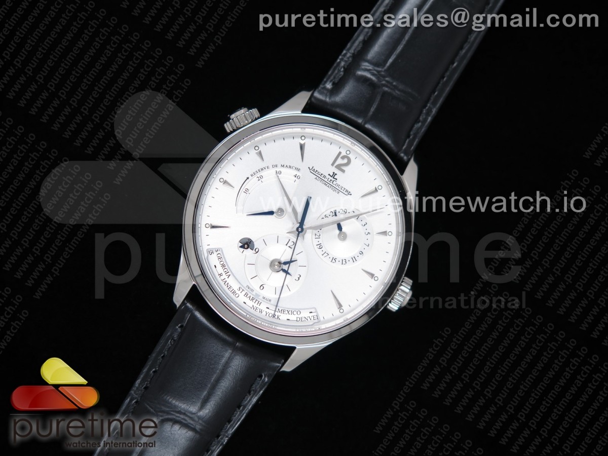 ZF공장 예거르쿨트르 마스터 지오그래픽 화이트다이얼 가죽 / Master Geographic Real PR SS ZF 11 Best Edition White Dial on Black Leather Strap A939