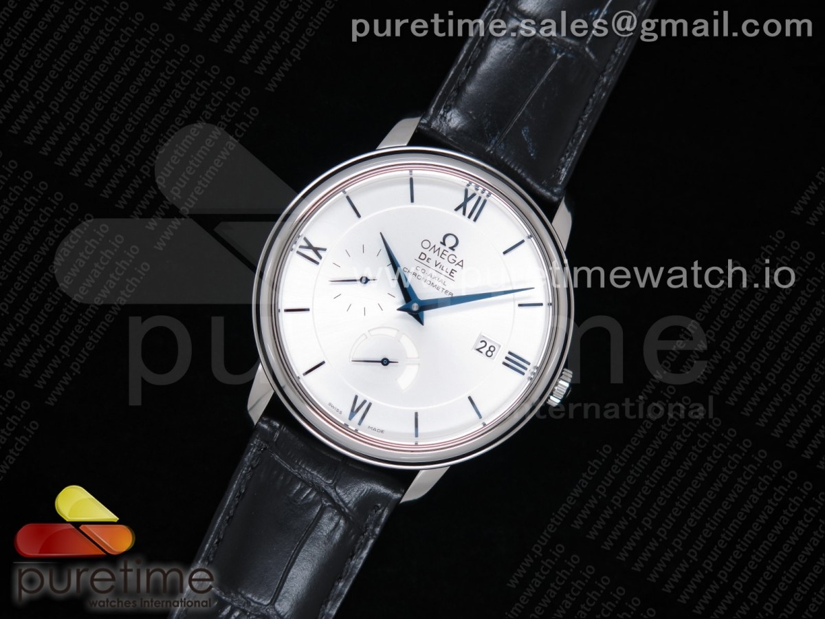 ZF공장 오메가 드빌 프레스티지 파워리저브 화이트다이얼 가죽 / De Ville Prestige Real PR SS ZF 11 Best Edition White Dial Blue Markers on Black Leather Strap MIYOTA 9015