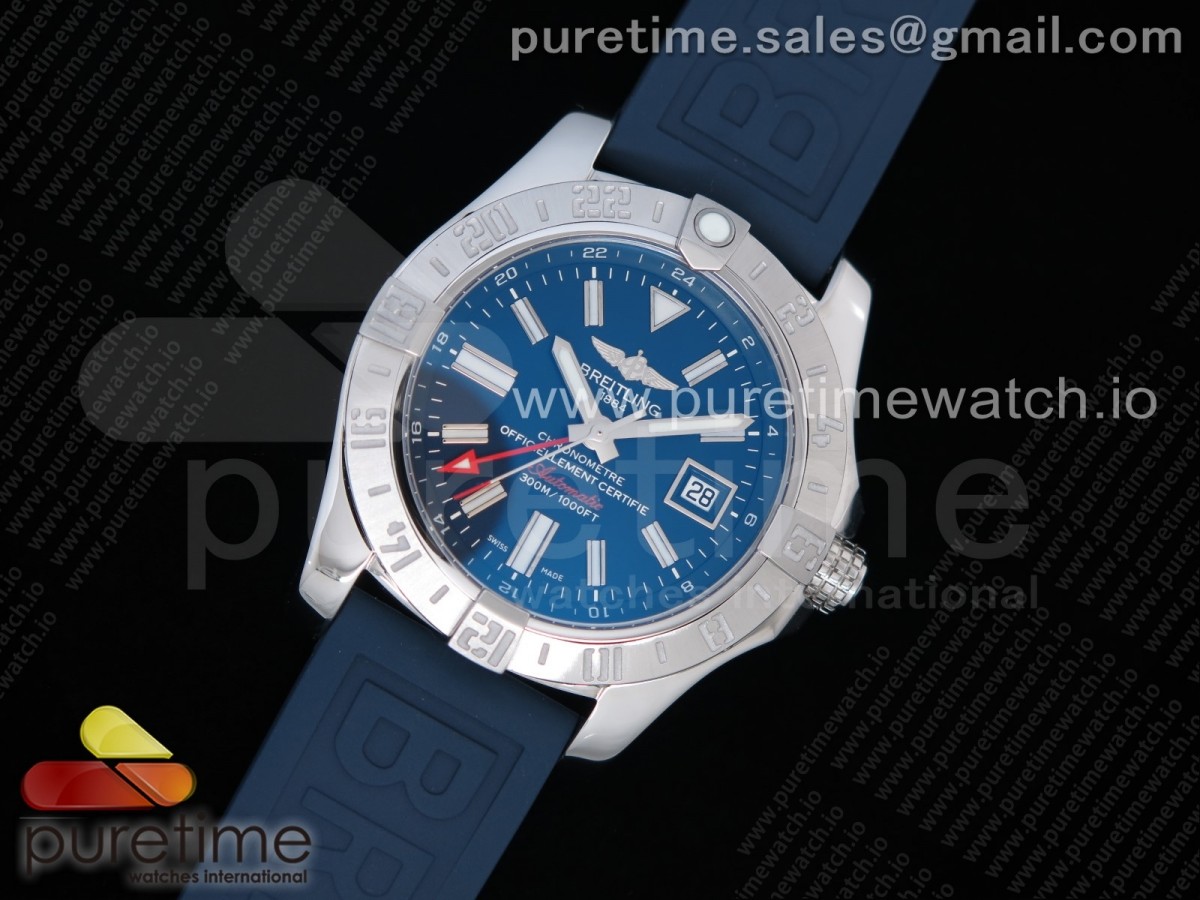 GF공장 V2 브라이틀링 어벤져2 GMT 블루다이얼 러버 / Avenger GMT SS GF 11 Best Edition Blue Dial on Blue rubber Strap A2836 V2