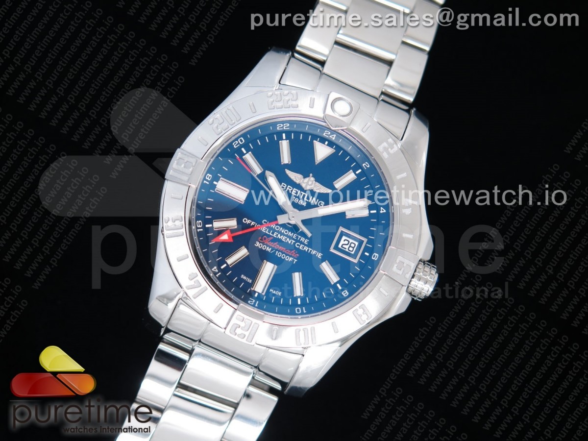 GF공장 V2 브라이틀링 어벤져2 GMT 블루다이얼 브슬 / Avenger GMT SS GF 11 Best Edition Blue Dial Stick Markers on SS Bracelet A2836 V2