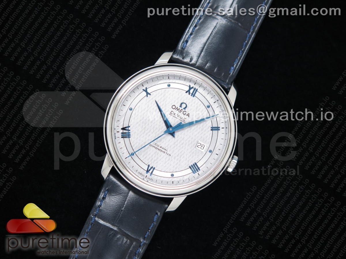 TW공장 오메가 드빌 화이트다이얼 블루핸즈 블루가죽 / De Ville SS TWF 11 Best Edition White Dial Blue Markers on Blue Leather Strap A2824