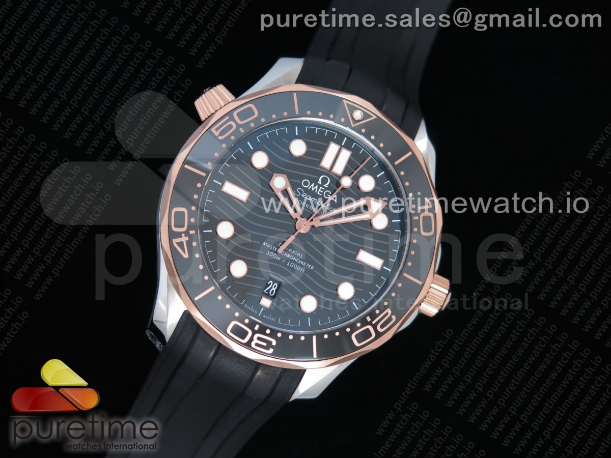 VS공장 오메가 씨마스터 다이버 300 로즈골드 콤비 블랙다이얼 러버 / 2018 Seamaster Diver 300M SSRG VSF 11 Best Edition RG Bezel Black Dial on Black Rubber Strap A8800