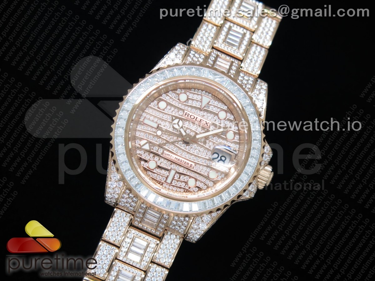 TW공장 롤렉스 GMT마스터2 풀다이아 로즈골드 /GMT Master II Ice RG TWF Best Edition Full Paved Diamonds on Bracelet A2836