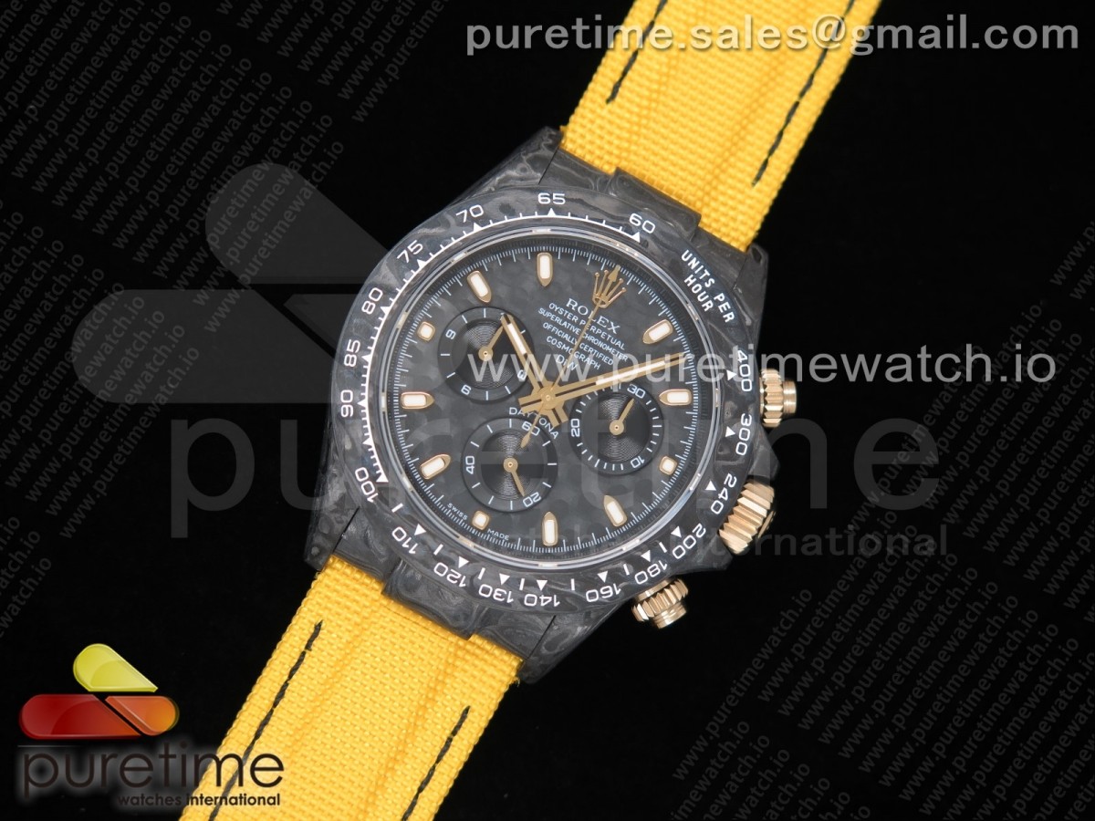 TW공장 롤렉스 데이토나 카본 블랙다이얼 옐로우 나일론 / Daytona DIW TWF Best Edition Carbon Case and Bezel Black Dial on Yellow Nylon Strap A7750