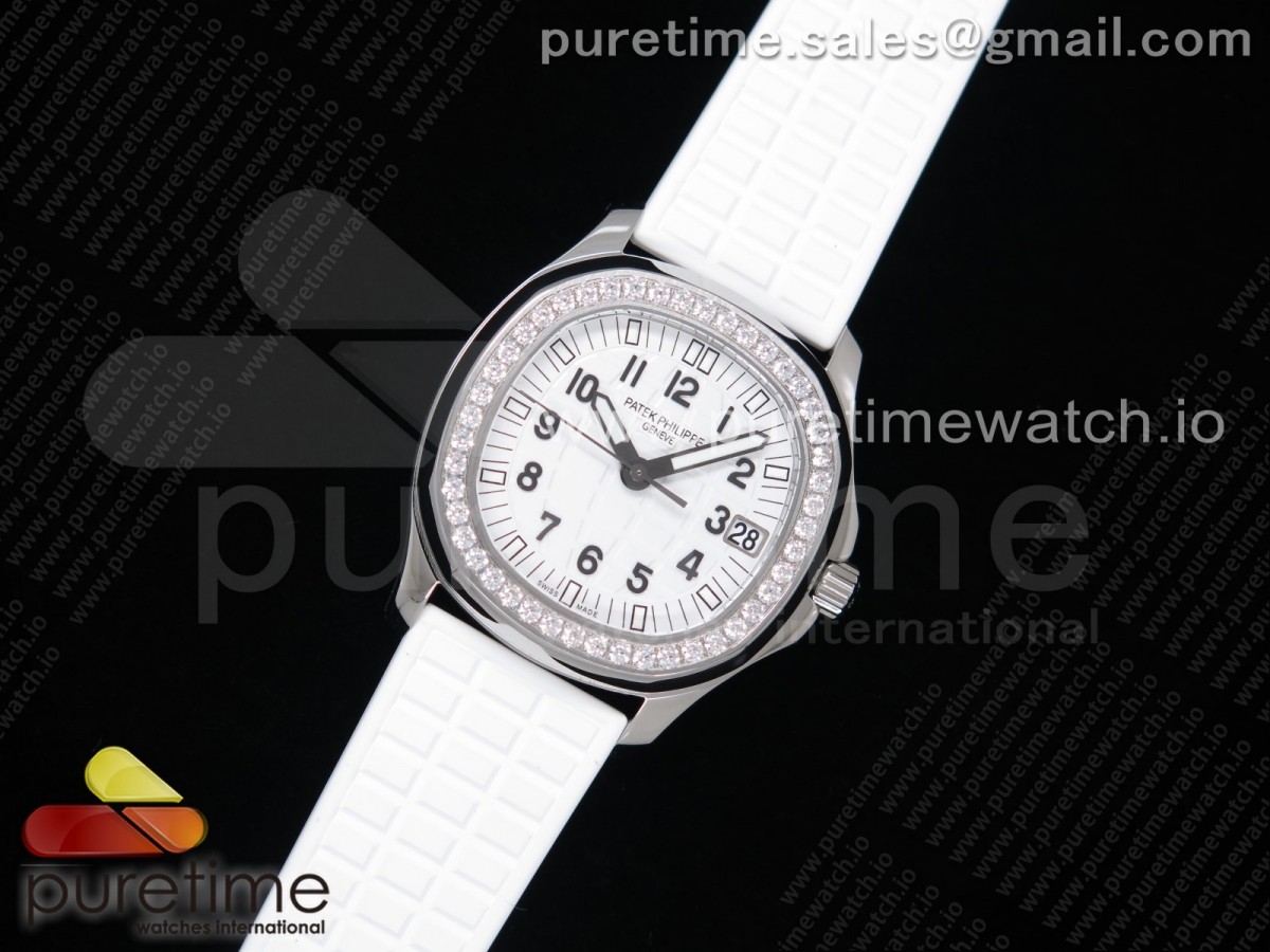 PP공장 파텍필립 5068 아쿠아넛 화이트다이얼 러버 다이아베젤 /Aquanaut 5068 SS PPF 11 Best Edition White Textured Dial on White Rubber Strap 324CS