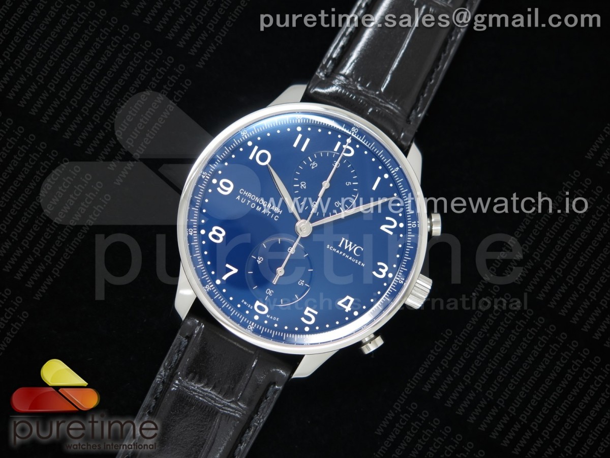 ZF공장 IWC 포르투기저 크로노그래프 150주년 블루다이얼 가죽 / Portugieser Chronograph Edition “150 Years” IW371601 ZF 11 Best Edition Blue Dial on Black Leather Strap A7750 (Slim Movement)