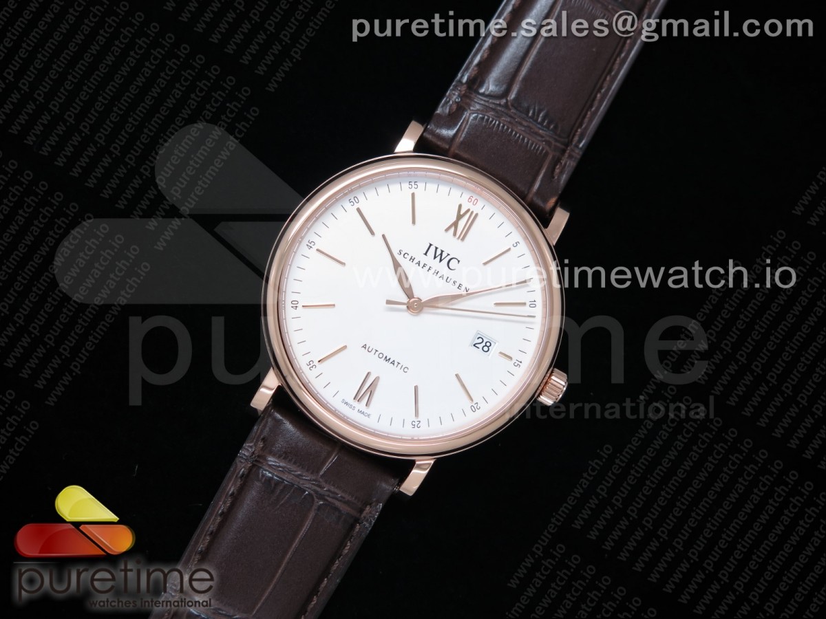 V7공장 포르토피노 화이트다이얼 로즈골드 150주년 악어스트랩 / Portofino Automatic RG IW356504 V7F 11 Best Edtiion White Dial on Brown Croco Strap ETA2892