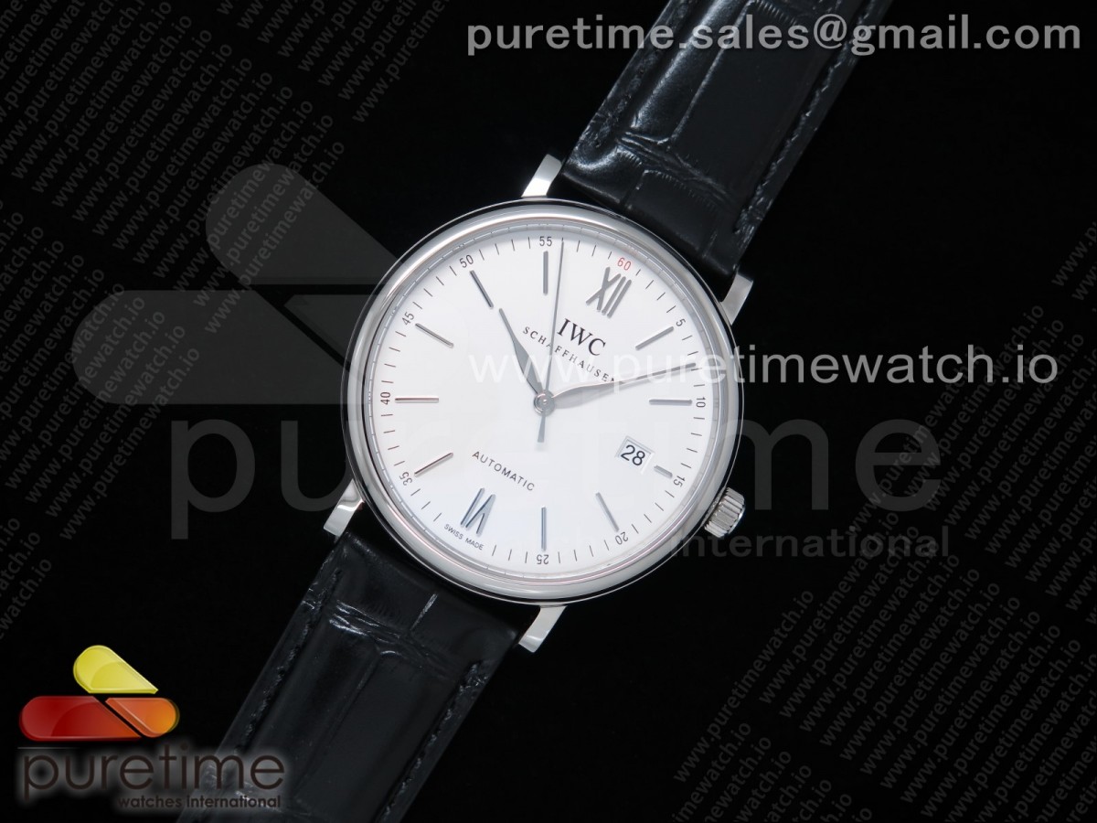 V7공장 포르토피노 실버다이얼 악어스트랩 / Portofino Automatic SS IW356501 V7F 11 Best Edtiion White Dial SS Markers on Black Croco Strap ETA2892