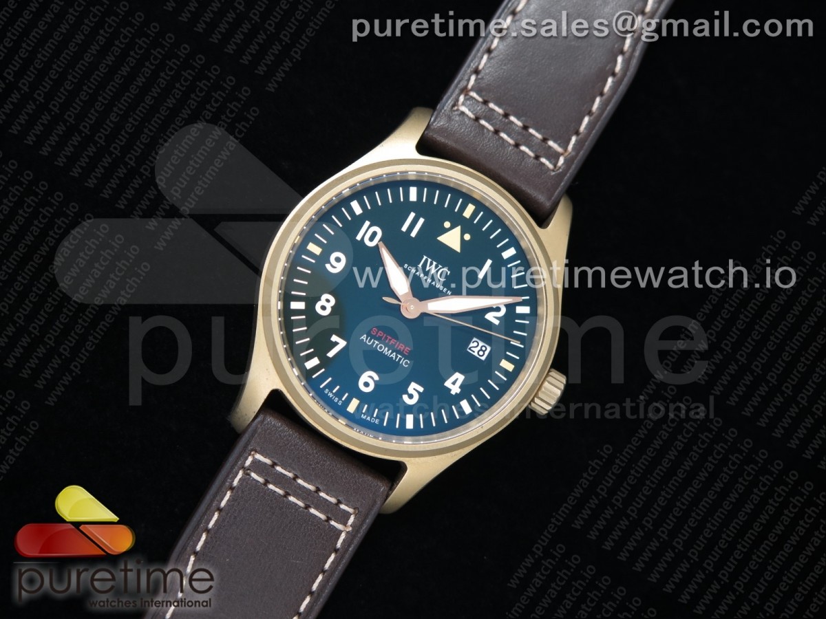 MK공장 마크18 스핏파이어 브론즈케이스 그린다이얼 가죽 / Spitfire Automatic Bronze IW326802 MKF 11 Best Edition Green Dial on Brown Leather Strap MIYOTA 9015