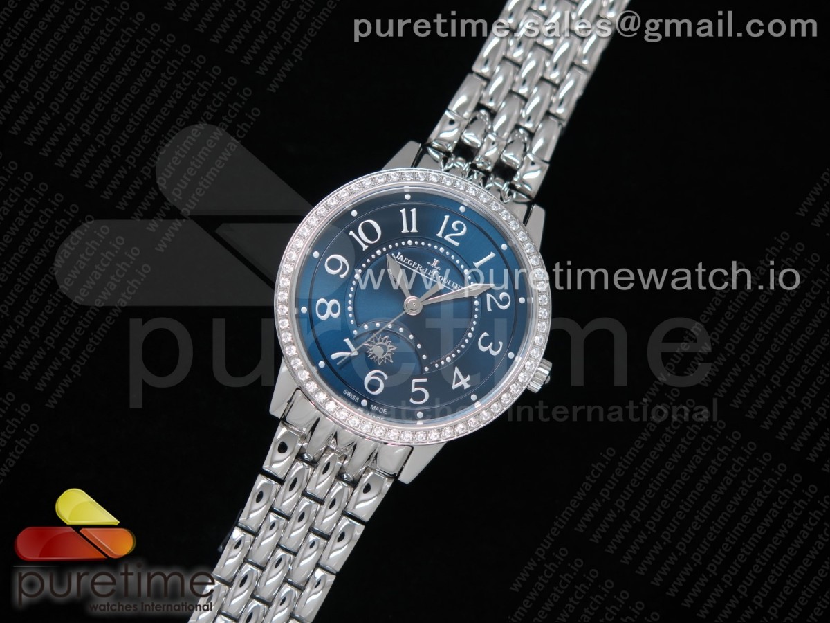 ZF공장 예거르쿨트르 랑데뷰 블루텍스쳐다이얼 브슬 / Rendez-Vous Night & Day SS ZF 11 Best Edition Blue Textured Dial Diamonds Bezel on SS Bracelet A898