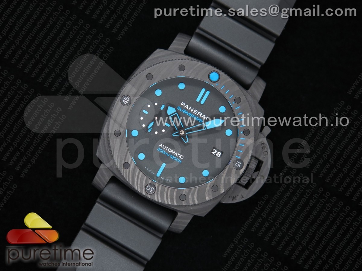 VS공장 파네라이 PAM960 카보테크 블랙다이얼 러버 / PAM960 Carbotech 42mm VSF Best Edition Black Dial Blue Markers on Rubber Strap P.9010 Clone