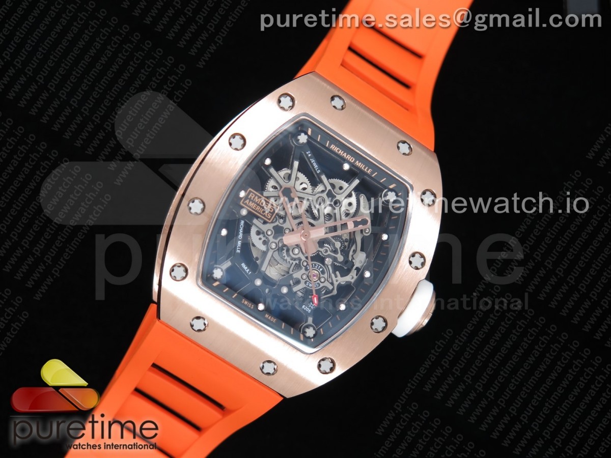 KV공장 RM035-02 로골 스켈레톤다이얼 오렌지러버 / RM035-02 RG KVF Best Edition Skeleton Dial Black on Orange Rubber Strap MIYOTA8215