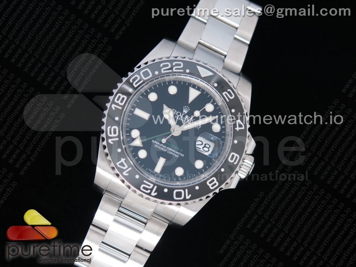 눕공장 V10 롤렉스 GMT마스터 2 블랙다이얼블랙 브슬 / GMT-Master II 116710 LN Black Ceramic 904L Steel 11 Noob Best Edition A3186 V10 (Correct Hand Stack)