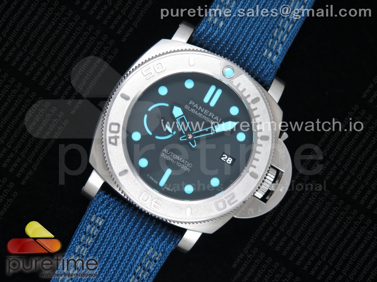 VS공장 파네라이 PAM985 섭머저블 티타늄 블랙다이얼 나일론스트랩 / PAM985 Mike Horn Submersible VSF 11 Best Edition Black Dial on Blue Nylon Strap P.9010 Clone