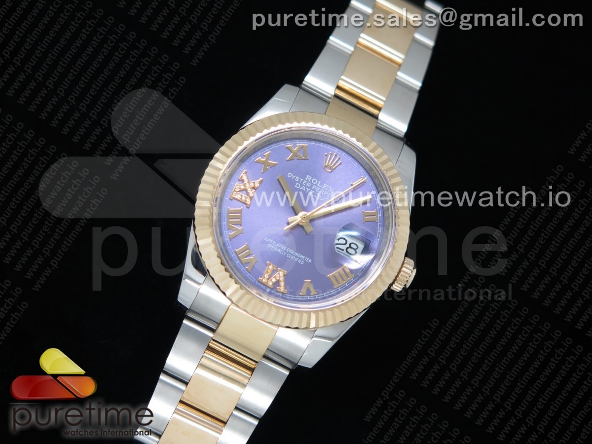 GM공장 롤렉스 데이저스트 36미리 옐로우골드 포금 블루다이아 로만인덱스 다이얼 브슬 / DateJust 36 SSYG Wrapped 116233 GMF Blue Dial Diamonds Roman Markers on SSYG Wrapped Oyster Bracelet A2836