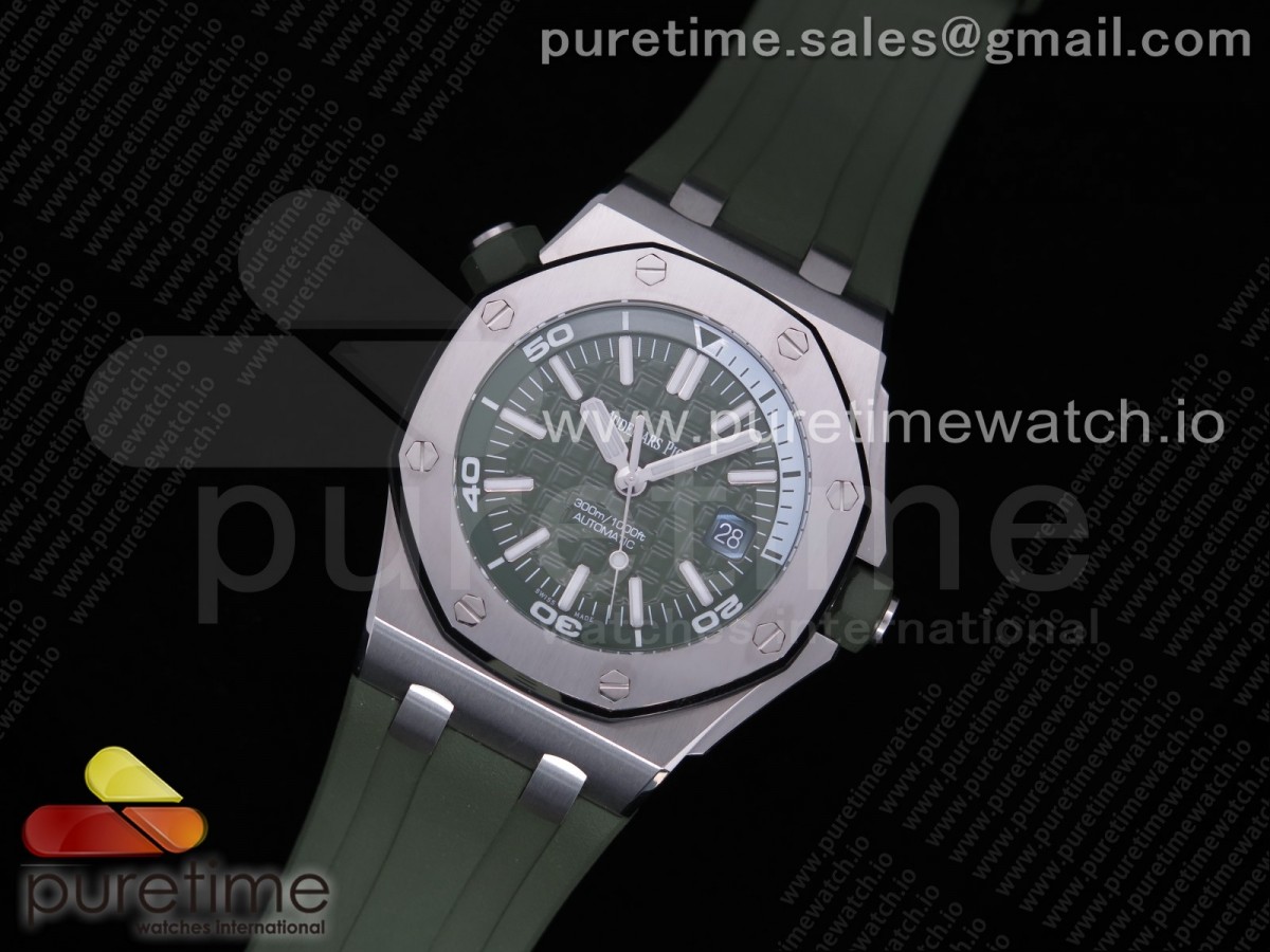 JF공장 오데마피게 로얄오크 오프쇼어 다이버 그린다이얼 러버 / Royal Oak Offshore Diver Green 15710 JF 11 Best Edition on Green Rubber Strap A3120