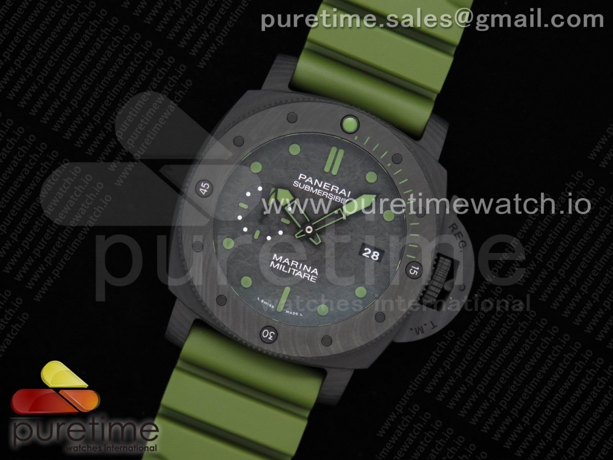 VS공장 파네라이 PAM961 카보테크 카본다이얼 러버 / PAM961 Carbotech VSF Best Edition Carbon Dial on Green Rubber Strap P.9010 Clone