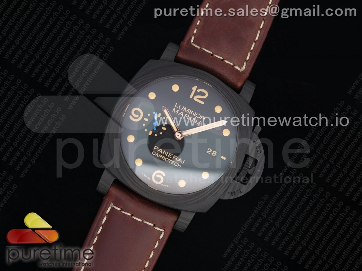 VS공장 파네라이 PAM661 카보테크 블랙다이얼 가죽 / PAM661 Carbotech VSF 11 Best Edition on Brown Leather Strap P.9010 Clone