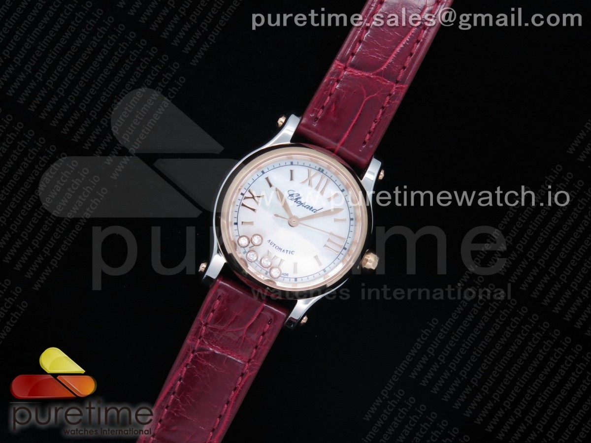 YF공장 쇼파드 해피스포츠 화이트다이얼 로즈골드 레드가죽 / Happy Sport Automatic SSRG 30mm YF 11 Best Edition White Dial on Red Leather Starp A2892