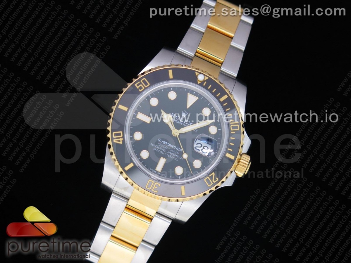 D1공장 롤렉스 서브마리너 블랙콤비 흑콤 포금 / Submariner Two Tone SSYG 116613 D1F Best Edition Black Dial on SSYG Bracelet A2836