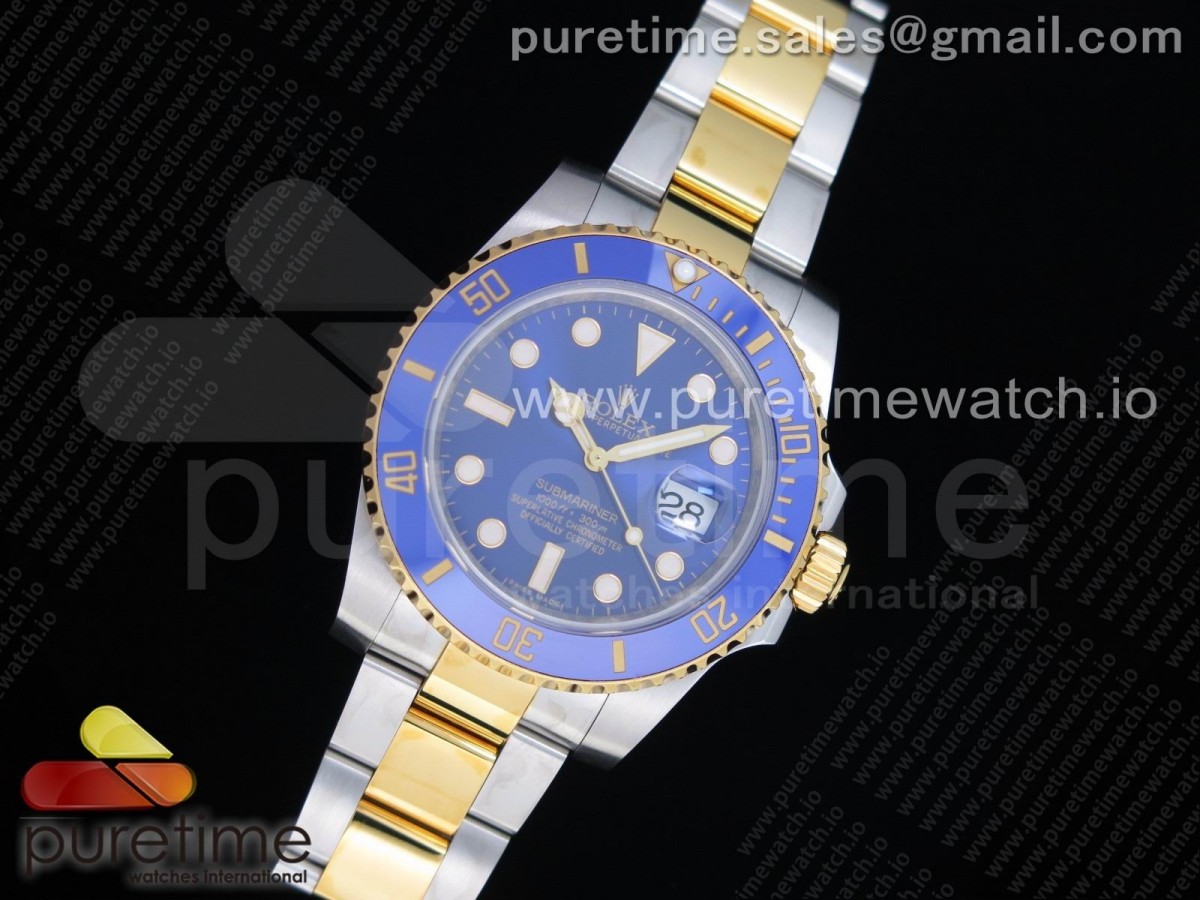 D1공장 롤렉스 서브마리너 블루콤비 청콤 포금 / Submariner Two Tone SSYG 116613 D1F Best Edition Blue Dial on SSYG Bracelet A2836