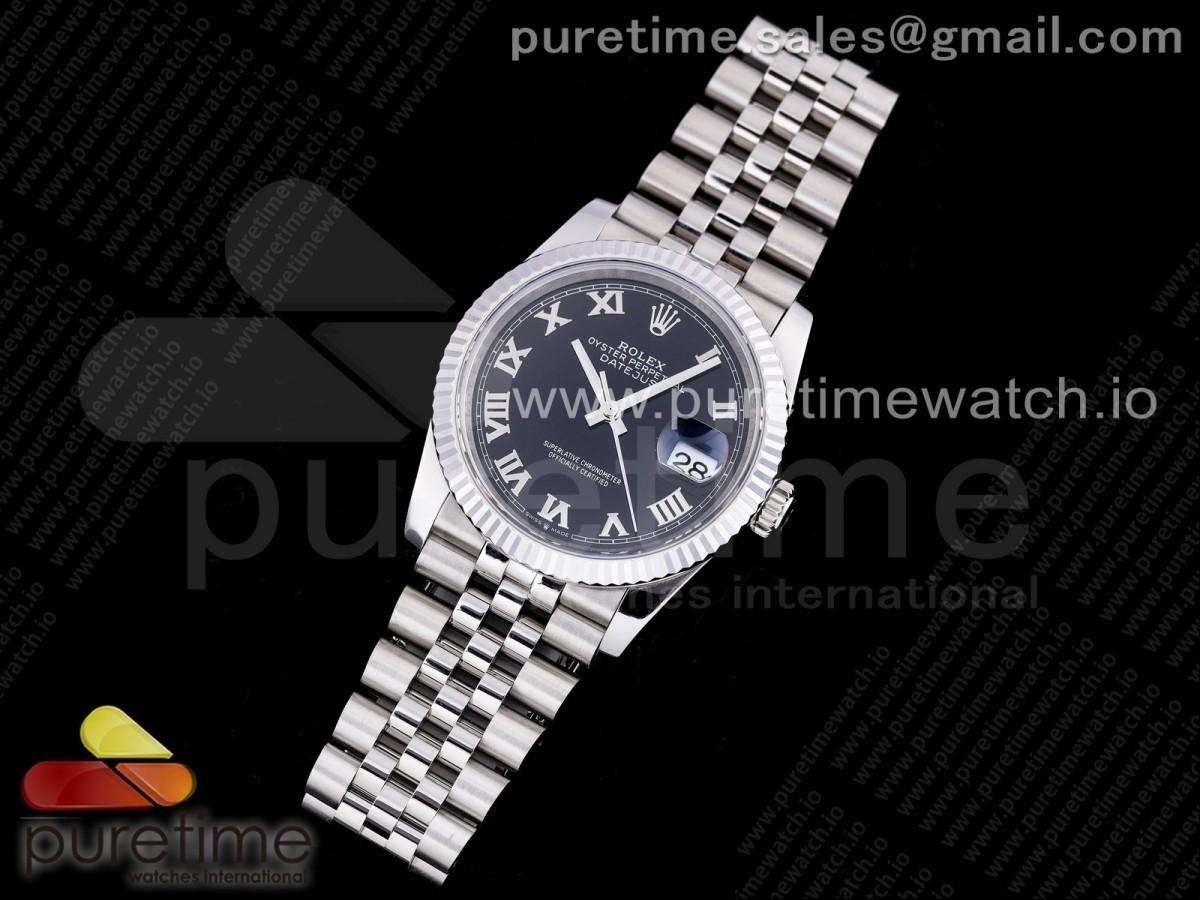 GM공장 롤렉스 데이저스트 36MM 블랙 로만인덱스 다이얼 브슬 3235 904L / DateJust 36 SS 126234 GMF Best Edition 904L Steel Black Dial Roman Markers on Jubilee Bracelet SA3235