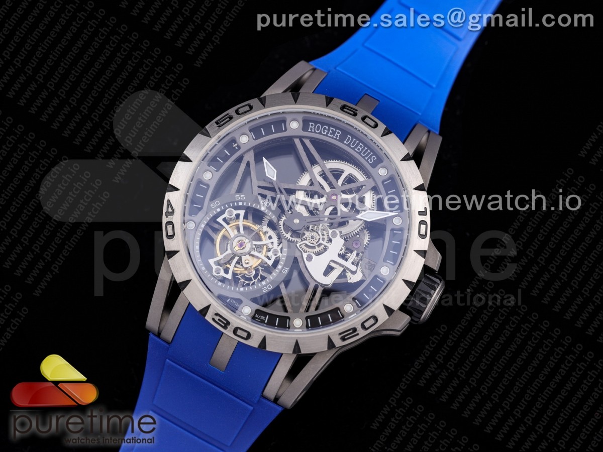 BBR공장 로져드뷔 엑스칼리버 투어빌론 스켈레톤다이얼 블루러버 티타늄 / Excalibur Sports Tourbillon Titanium BBR Best Edition Skeleton Dial on Blue Rubber Strap