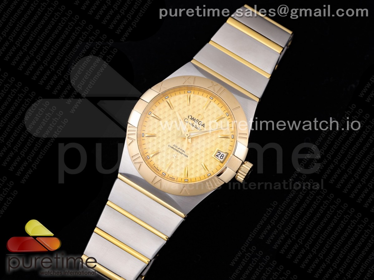 VS공장 오메가 컨스틸레이션 38MM 옐로우 바인덱스 옐로우골드콤비 / Constellation 38mm SSYG VSF 11 Best Edition Gold Textured Dial on SSYG Bracelet A8500 Super Clone