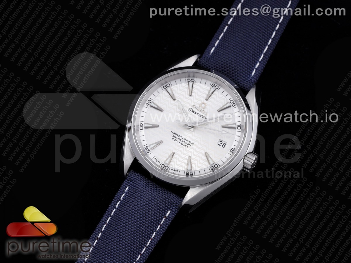 VS공장 아쿠아테라 화이트물결다이얼 나일론스트랩 / Aqua Terra 150M SS VSF 11 Best Edition White Wave Textured Dial on Blue Nylon Strap A8500 Super Clone