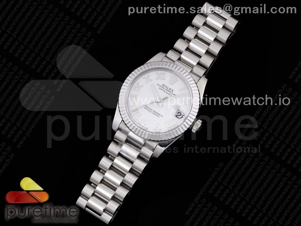 GM공장 롤렉스 데이저스트 31MM 화이트 로만인덱스 브슬 여성용 / DateJust 31 Ladies 278289 GMF 316L Steel White Dial Roman Markers on President Syle Bracelet