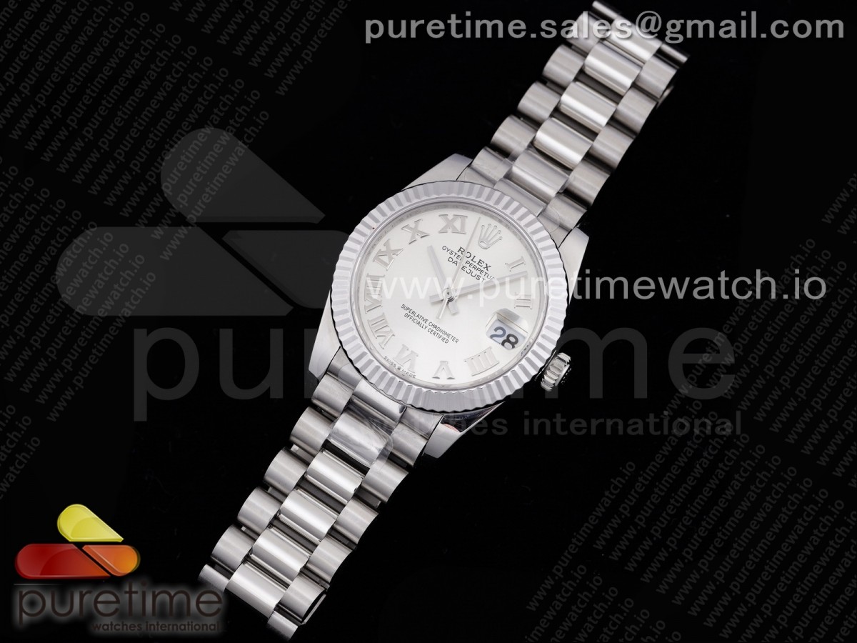 GM공장 롤렉스 데이저스트 31MM 실버 로만인덱스 브슬 여성용 / DateJust 31 Ladies 278289 GMF 316L Steel Silver Dial Roman Markers on President Syle Bracelet