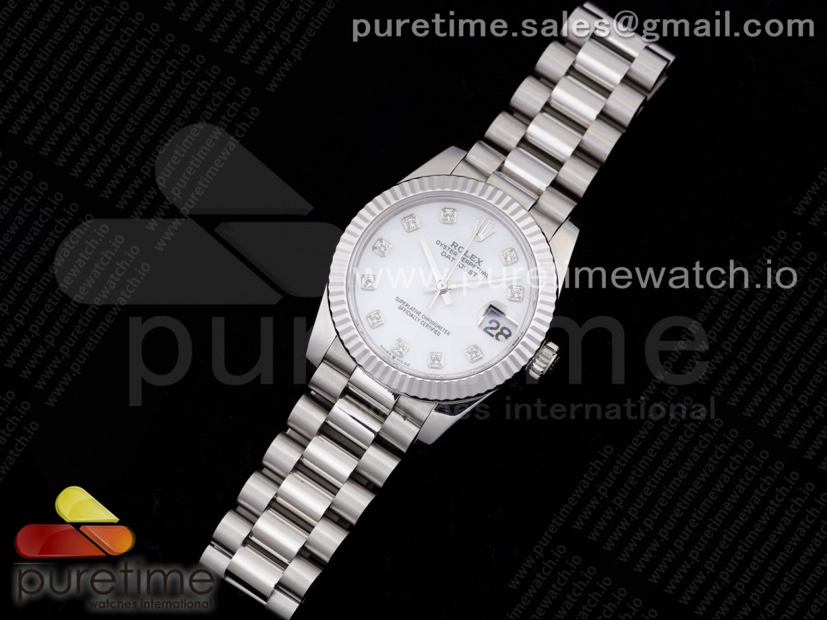 GM공장 롤렉스 데이저스트 31MM 화이트 텐포인트 브슬 여성용 /DateJust 31 Ladies 278289 GMF 316L Steel White Dial Diamonds Markers on President Syle Bracelet