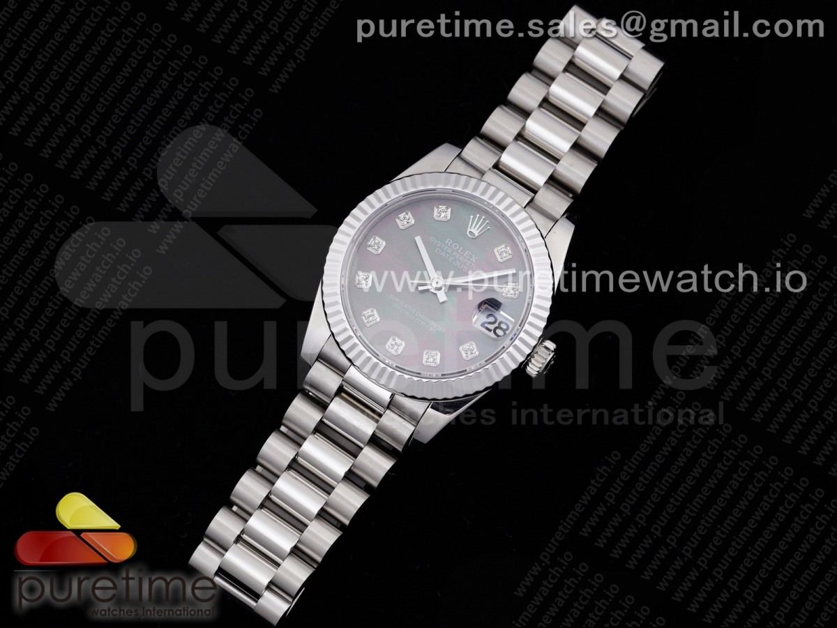 GM공장 롤렉스 데이저스트 31MM 그레이 자개 텐포인트 브슬 여성용 / DateJust 31 Ladies 278289 GMF 316L Steel Gray MOP Dial Diamonds Markers on President Syle Bracelet