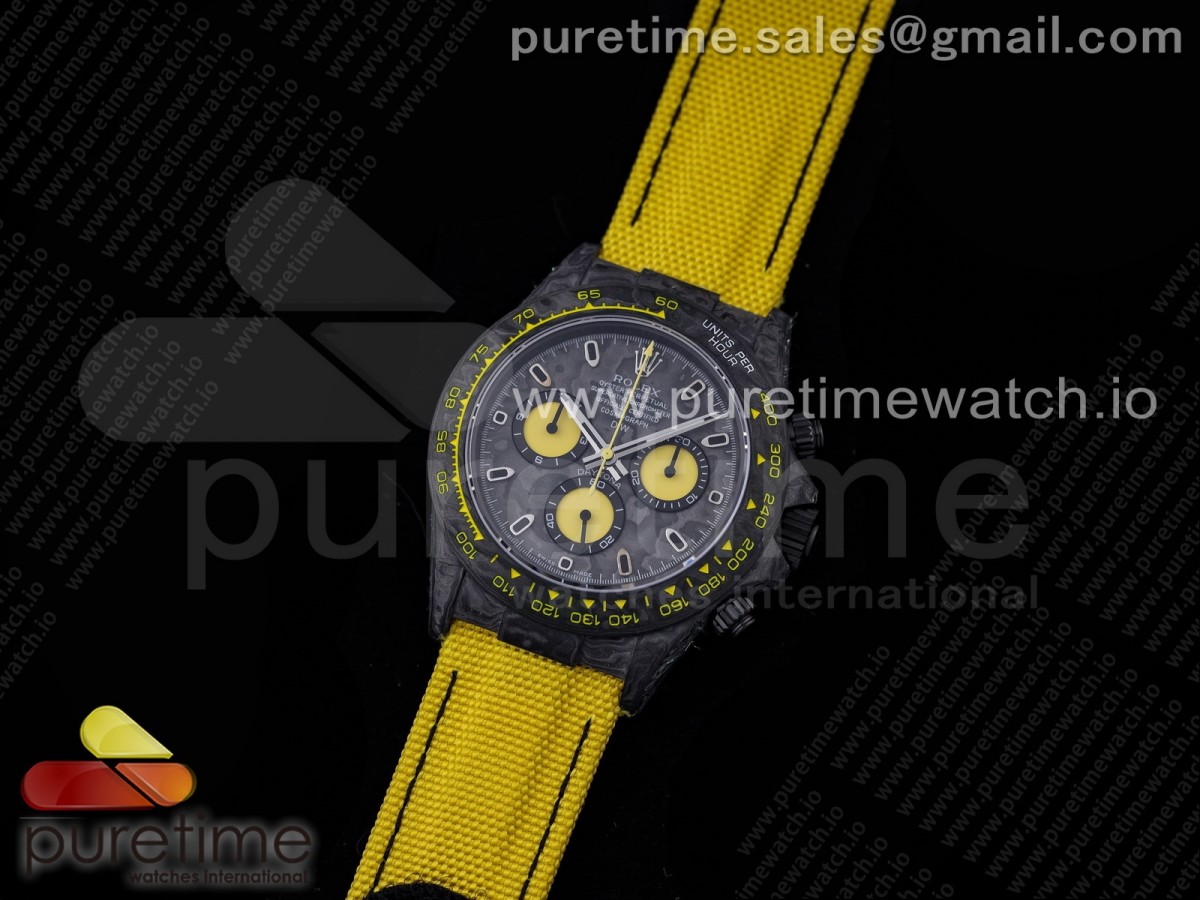 OM공장 롤렉스 데이토나 포지드카본 옐로우 블랙 나일론스트랩 / Daytona DIW Carbon OMF Best Edition CarbonYellow Dial on Yellow Nylon Strap A4130