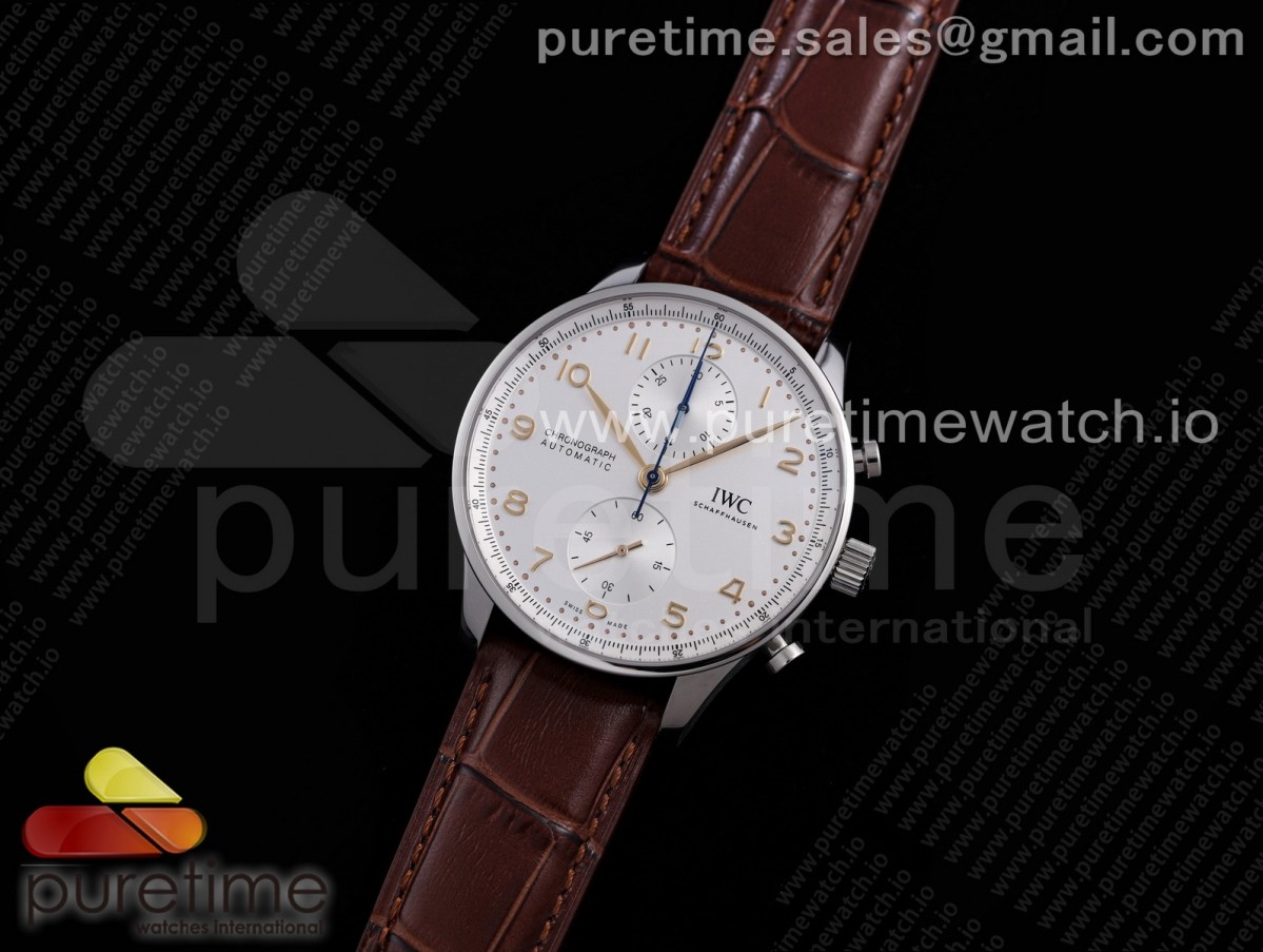 ZF공장 V3 IWC IW3716 포루트기저 화이트다이얼 골드핸즈 가죽 / Portuguese Chrono IW371604 ZF 11 Best Edition White Dial on Brown Leather Strap A69355