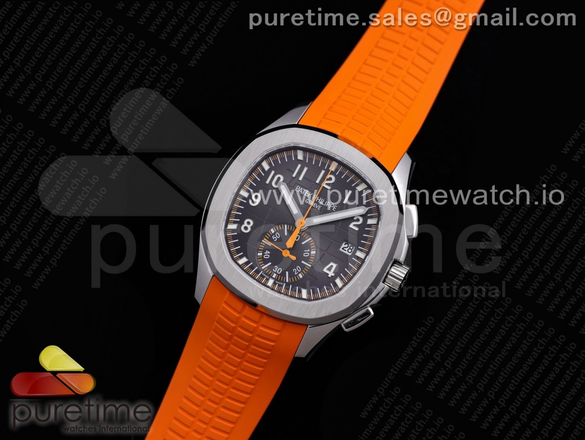 OM공장 파텍필립 아쿠아넛 크로노 그레이다이얼 오렌지러버 / Aquanaut 5968 SS OMF Best Edition Gray Dial on Orange Rubber Strap A520