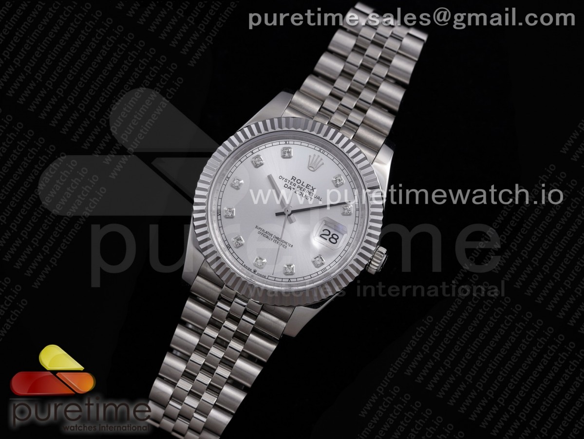 VR공장 롤렉스 데이저스트 41MM 실버 텐포인트 플루티드 쥬빌레 브슬 904L 3235 / DateJust 41 126334 VRF 11 Best Edition 904L Steel Silver Dial Diamonds Markers on SS Jubilee Bracelet A3235