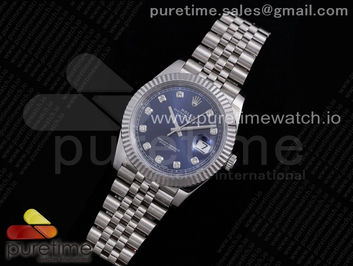 VR공장 롤렉스 데이저스트 41MM 블루 텐포인트 플루티드 쥬빌레 브슬 904L 3235 / DateJust 41 126334 VRF 11 Best Edition 904L Steel Blue Dial Diamonds Markers on SS Jubilee Bracelet A3235