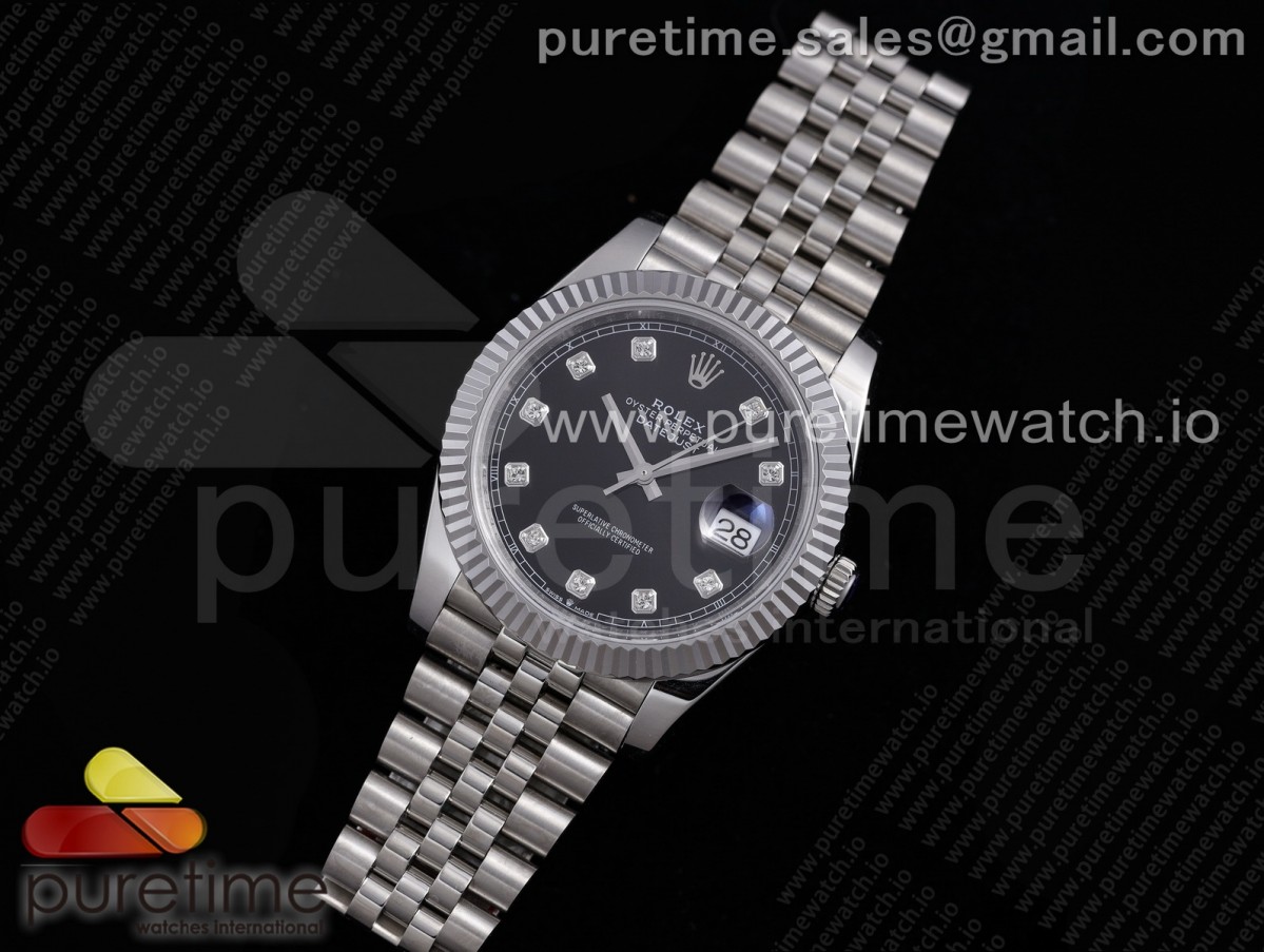 VR공장 롤렉스 데이저스트 41MM 블랙 텐포인트 플루티드 쥬빌레 브슬 904L 3235 / DateJust 41 126334 VRF 11 Best Edition 904L Steel Black Dial Diamonds Markers on SS Jubilee Bracelet A3235