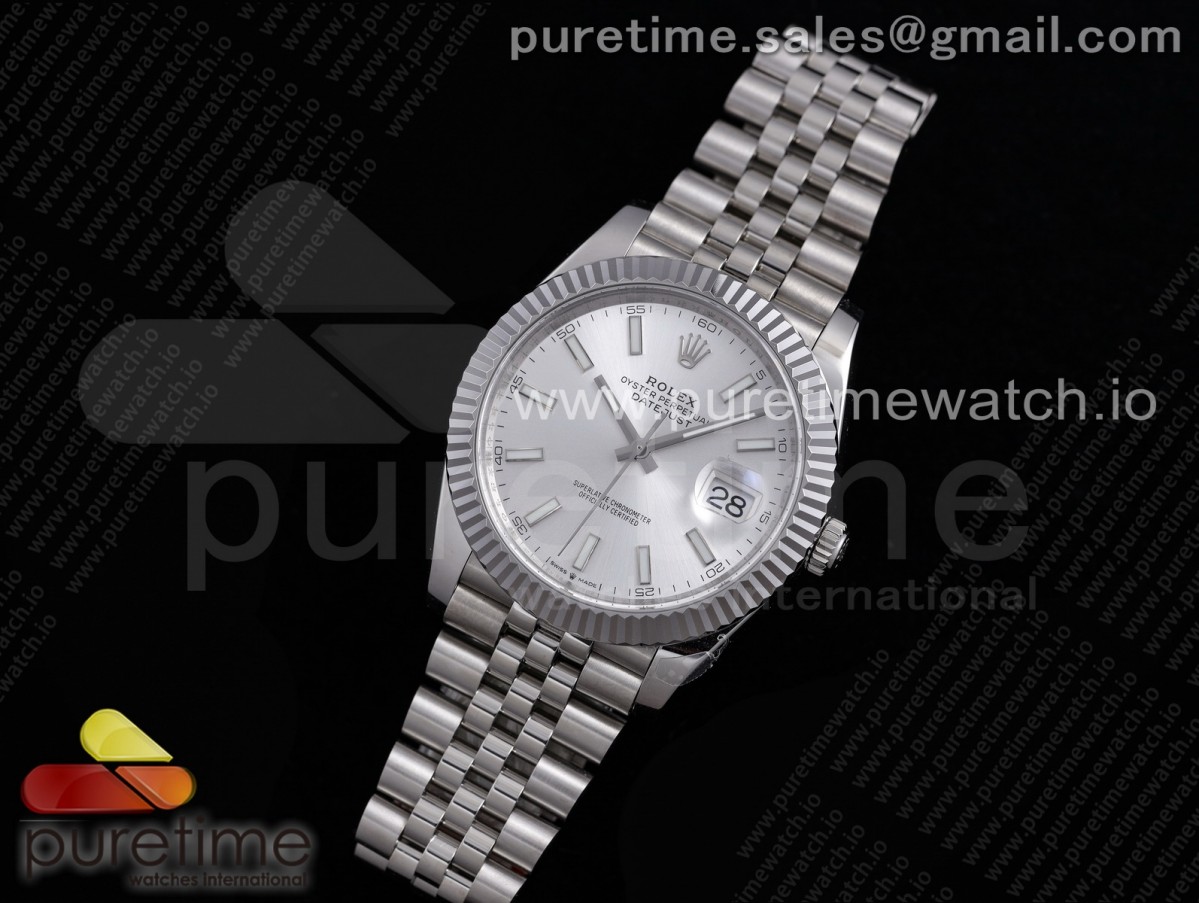 VR공장 롤렉스 데이저스트 41MM 실버 바인덱스 플루티드 쥬빌레 브슬 904L 3235 / DateJust 41 126334 VRF 11 Best Edition 904L Steel Silver Dial Stick Markers on SS Jubilee Bracelet A3235