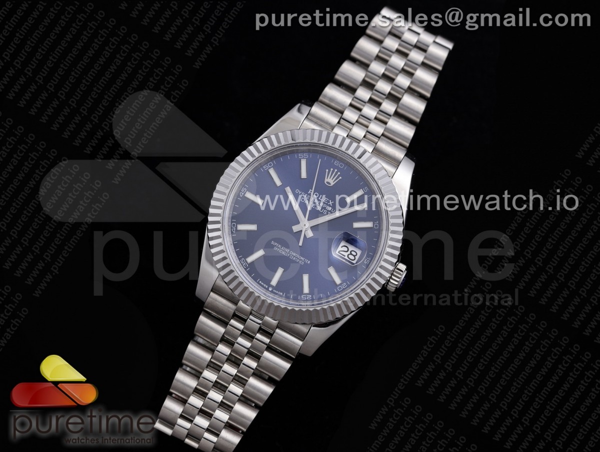 VR공장 롤렉스 데이저스트 41MM 블루 바인덱스 플루티드 쥬빌레 브슬 904L 3235 / DateJust 41 126334 VRF 11 Best Edition 904L Steel Blue Dial Stick Markers on SS Jubilee Bracelet A3235